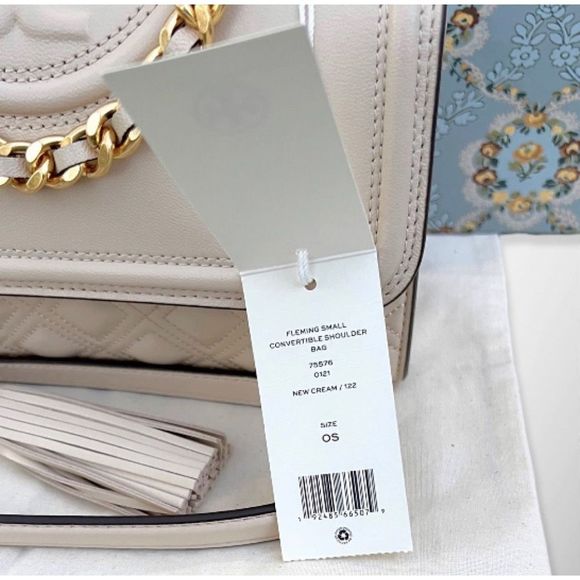 AUTH. NWT Tory Burch Fleming Convertible Shoulder Bag & Kira Pearl Drop Earrings - Picture 3 of 12